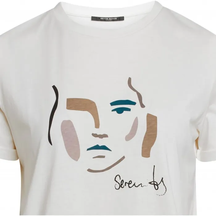 Bruuns Bazaar TShirt Womens Carla Face Tee Snow White Bruuns Bazaar TShirt Womens Carla Face Tee Snow White