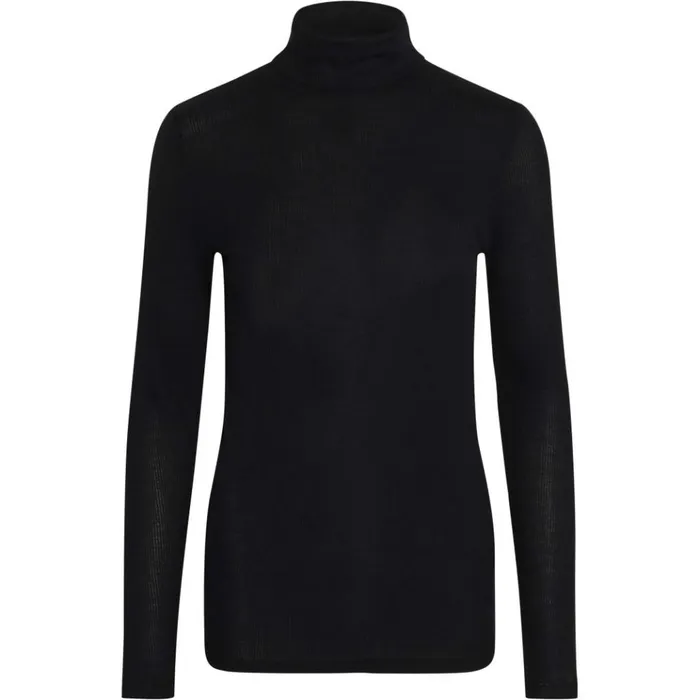 Bruuns Bazaar TShirt Womens Katka Rib Belle Roll Neck Black