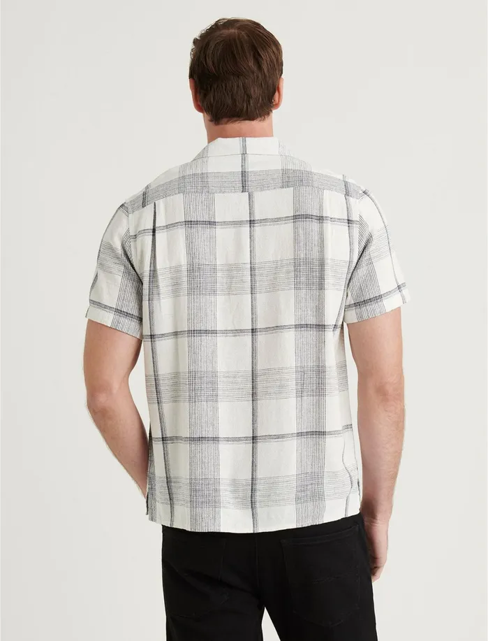 ButtonDowns Men Lucky Brand Auto Short Sleeve Shirt Blue Plaid
