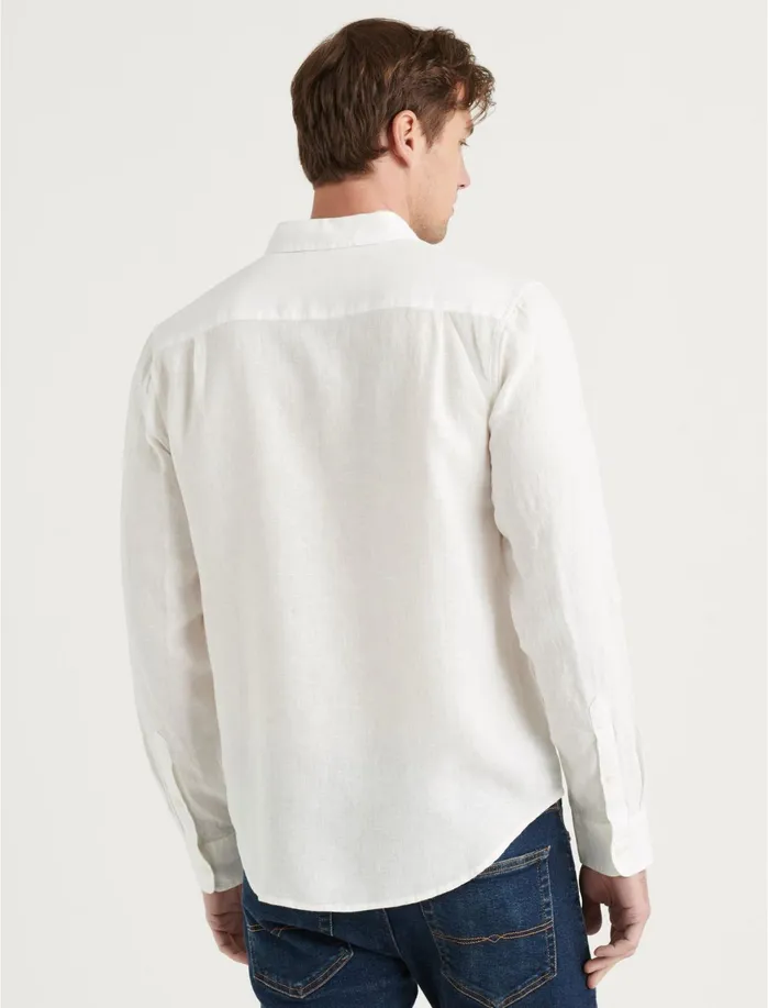 ButtonDowns Men Lucky Brand Linen Humboldt Workwear Shirt White