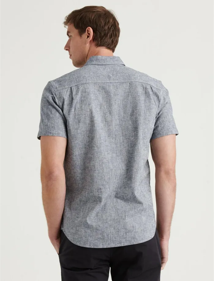 ButtonDowns Men Lucky Brand Linen Short Sleeve Jaybird Shirt Chambray