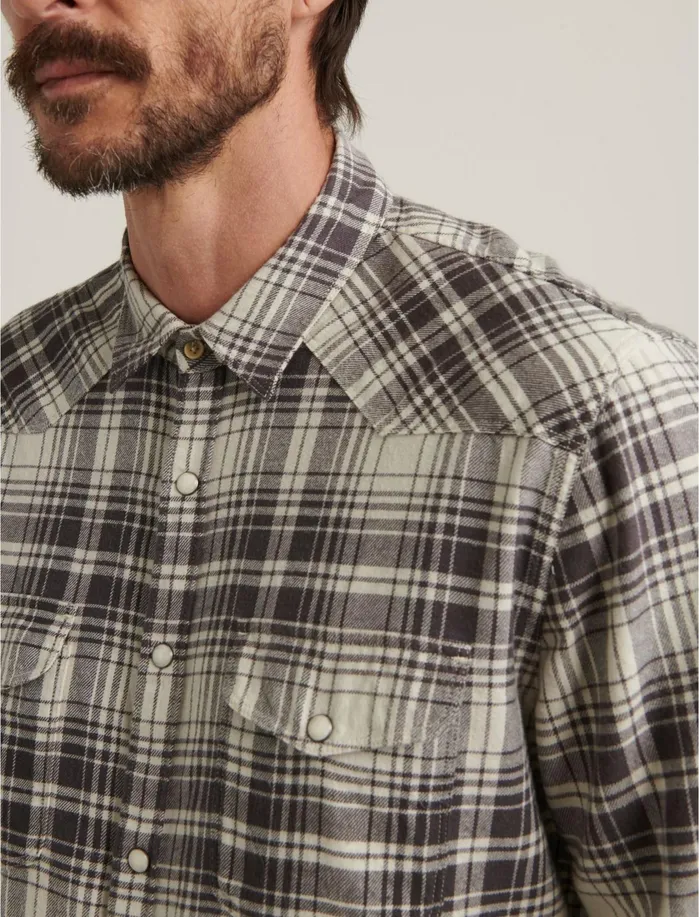 ButtonDowns Men Lucky Brand Santa Fe Western Shirt Grey Plaid
