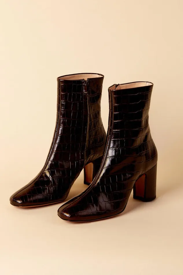 CELESTE Ankle Boots Croco Chocolat Women Rouje Shoes
