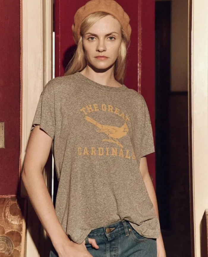 CollectionTees and Sweats The Great The Boxy Crew Heather Grey With Perched Cardinal Graphic