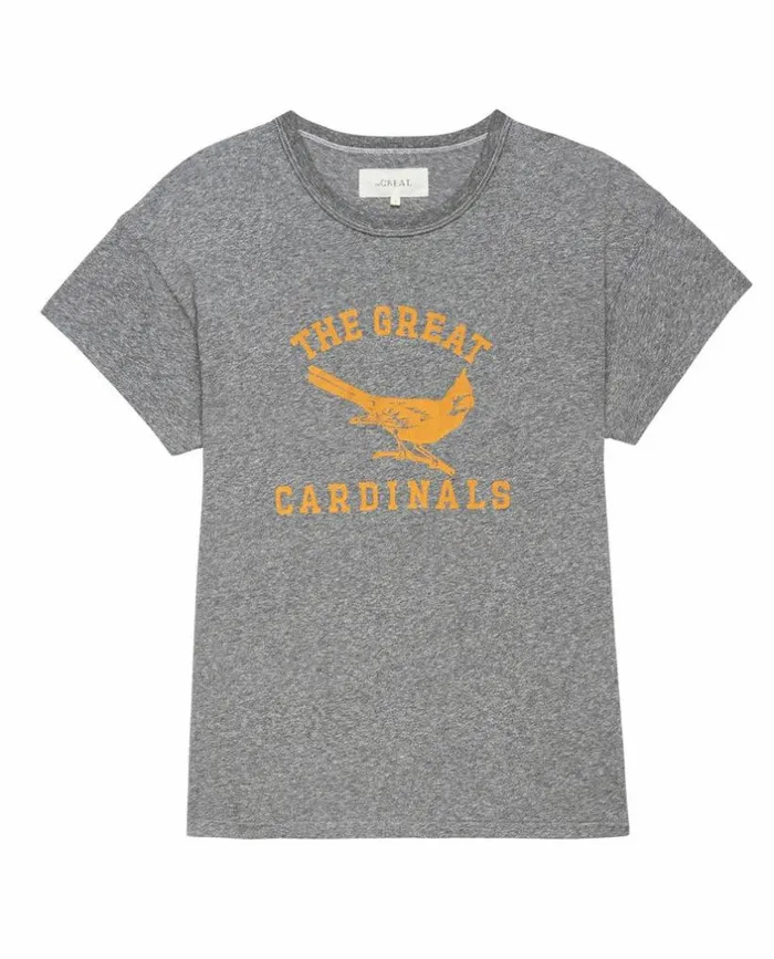 CollectionTees and Sweats The Great The Boxy Crew Heather Grey With Perched Cardinal Graphic