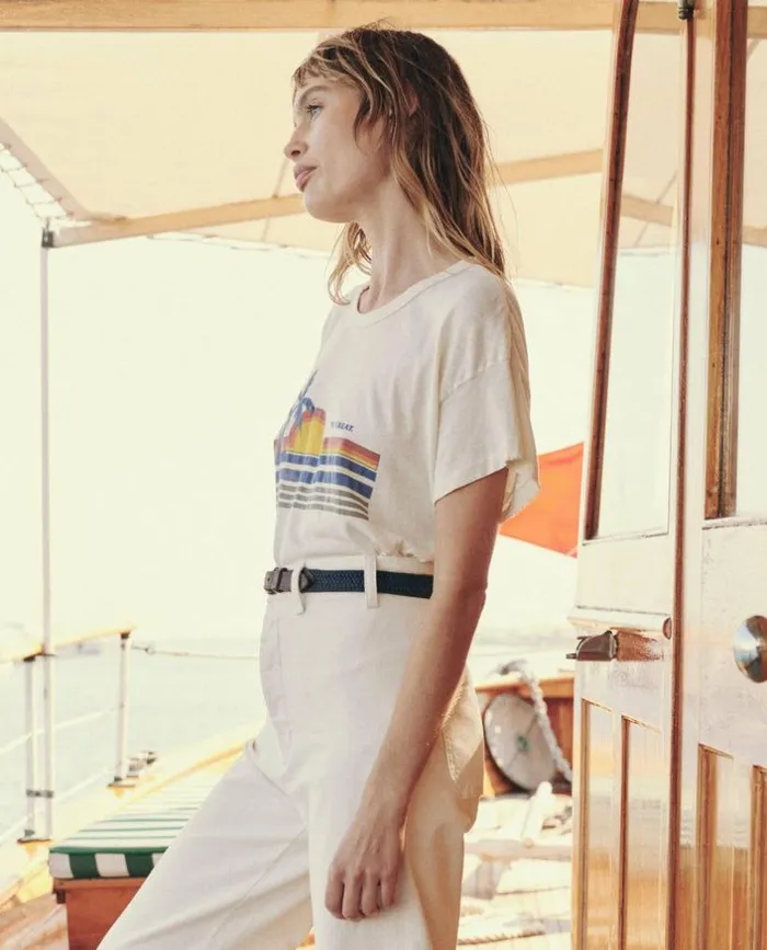 CollectionTees and Sweats The Great The Boxy Crew Washed White With Sunset Graphic