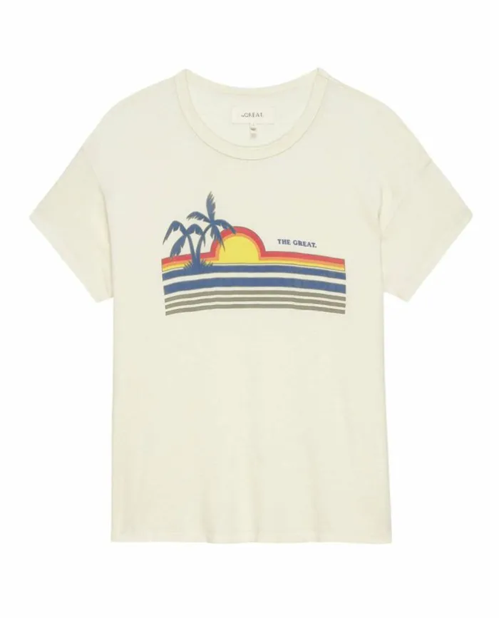CollectionTees and Sweats The Great The Boxy Crew Washed White With Sunset Graphic