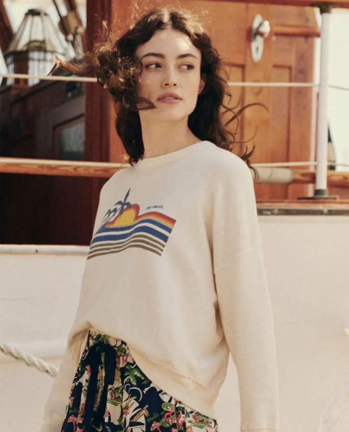 CollectionTees and Sweats The Great The Teammate Sweatshirt Washed White With Sunset Graphic