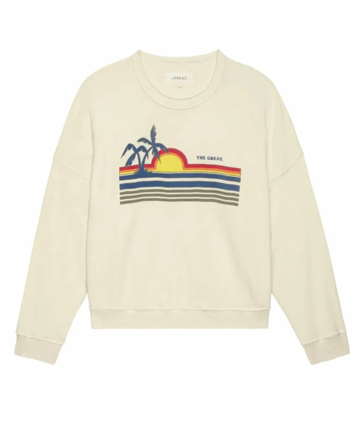 CollectionTees and Sweats The Great The Teammate Sweatshirt Washed White With Sunset Graphic