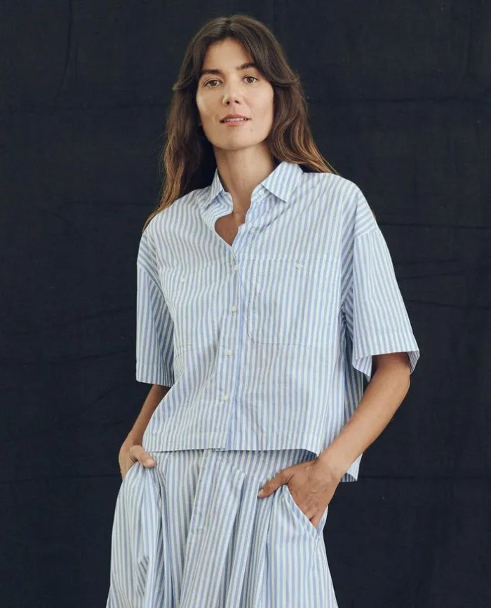 Collection The Great The Atlas Shirt Light Sky Studio Stripe