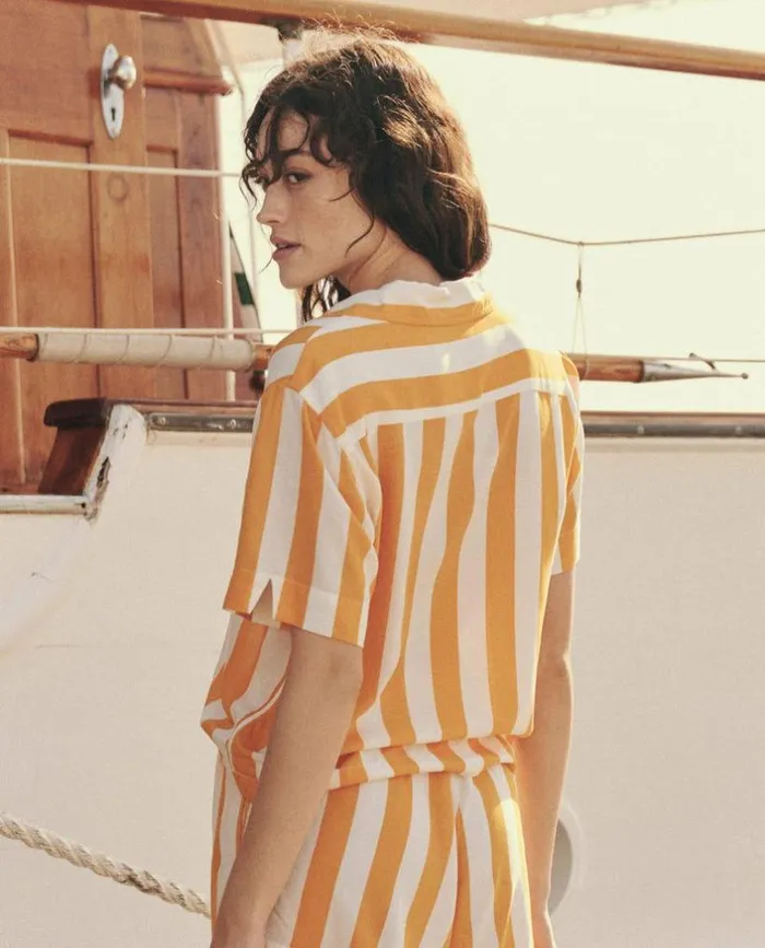 Collection The Great The Bowling Shirt Mango Stripe