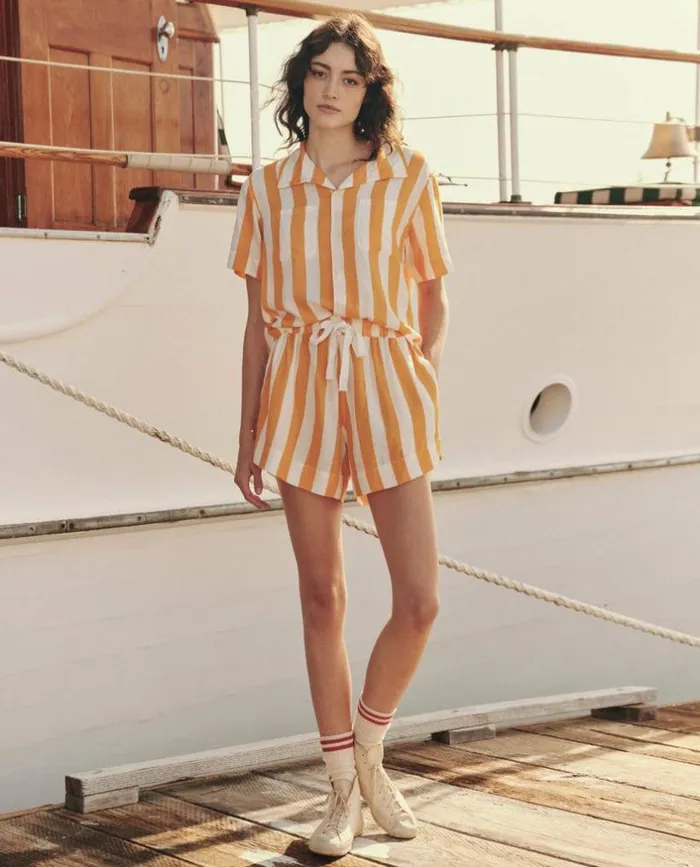 Collection The Great The Bowling Shirt Mango Stripe