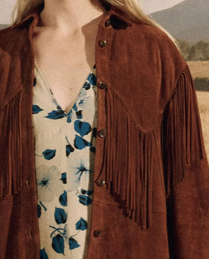 Collection The Great The Suede Fringe Shirt Jacket Cognac
