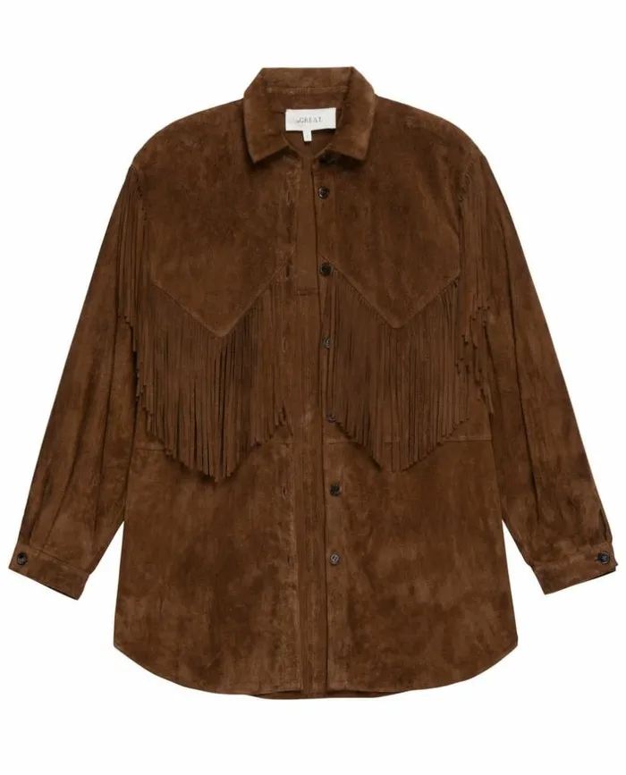 Collection The Great The Suede Fringe Shirt Jacket Cognac