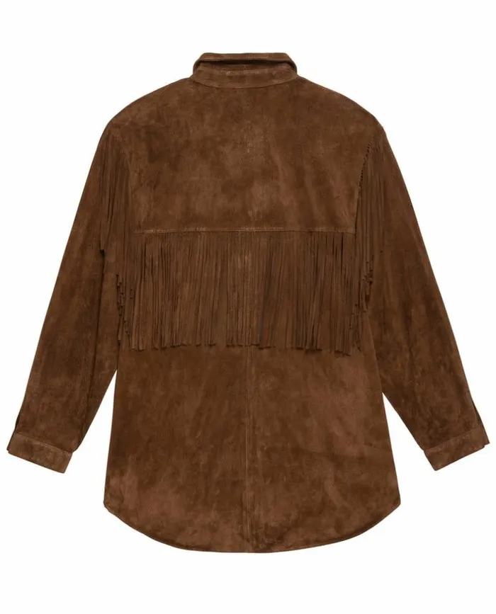 Collection The Great The Suede Fringe Shirt Jacket Cognac