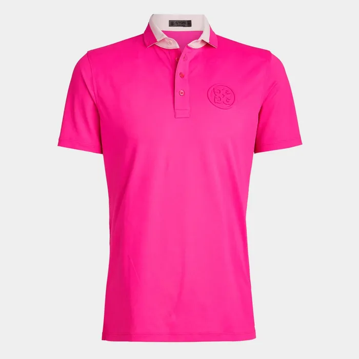 Contrast Collar Tech Piqu Modern Spread Collar Polo Day Glow Pink Men GFORE Tops