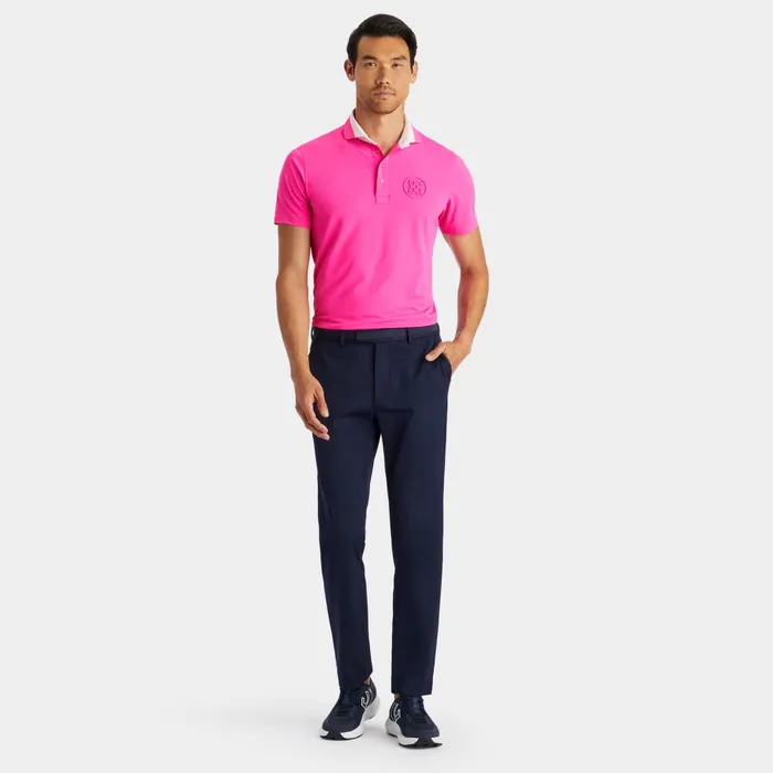 Contrast Collar Tech Piqu Modern Spread Collar Polo Day Glow Pink Men GFORE Tops