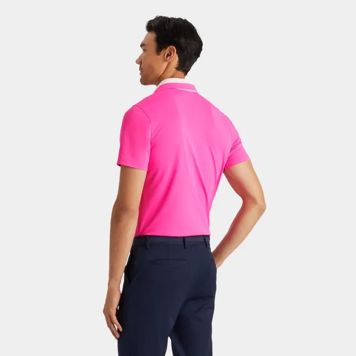 Contrast Collar Tech Piqu Modern Spread Collar Polo Day Glow Pink Men GFORE Tops