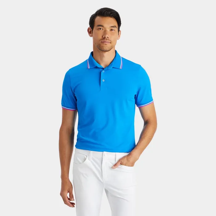 Contrast Dual Lines Banded Sleeve Tech Piqu Polo Racer Men GFORE Tops