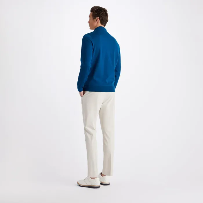 Contrast V Neck Merino Wool Quarter Zip Sweater Petrol Men GFORE Tops