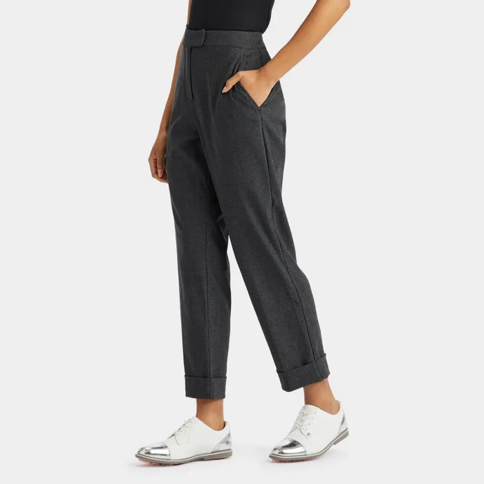 Cuffed Glen Plaid Stretch Trouser Charcoal Heather Grey Women GFORE Bottoms