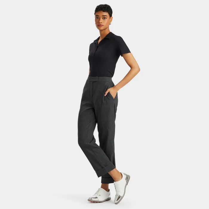 Cuffed Glen Plaid Stretch Trouser Charcoal Heather Grey Women GFORE Bottoms