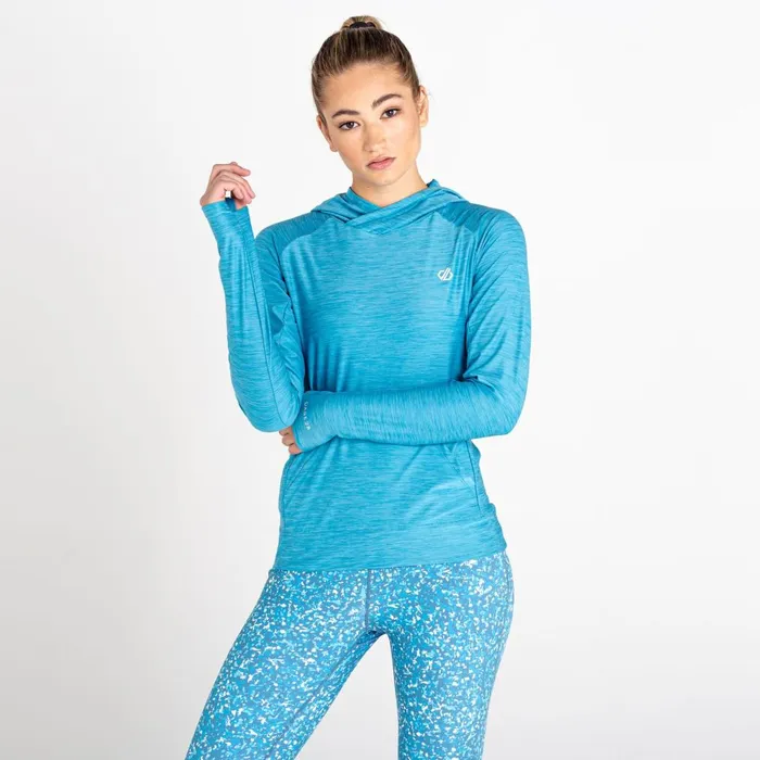 Dare 2b Gym Tops Sprint City Lightweight Hoodie Capri Blue Marl 8211 Women