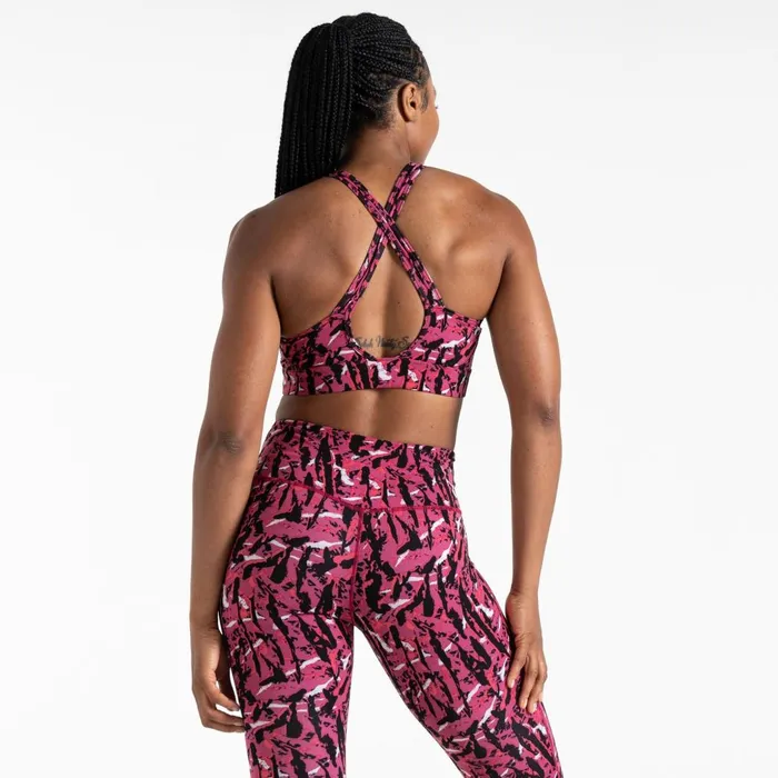 Dare 2b Gym Tops Swift II Sports Bra Pink Wave Zebra Print 8211 Women