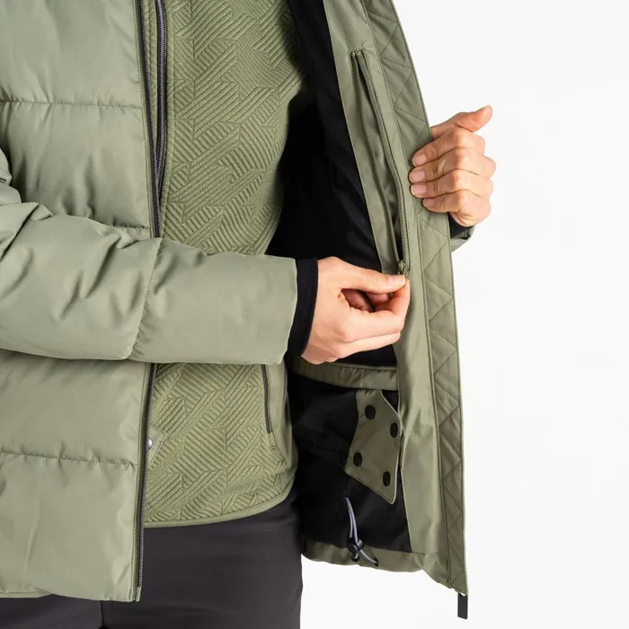Dare 2b Insulated Jackets Glamourize V Baffled Ski Jacket Olivine Green 8211 Women