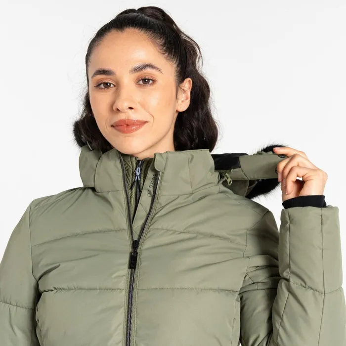 Dare 2b Insulated Jackets Glamourize V Baffled Ski Jacket Olivine Green 8211 Women