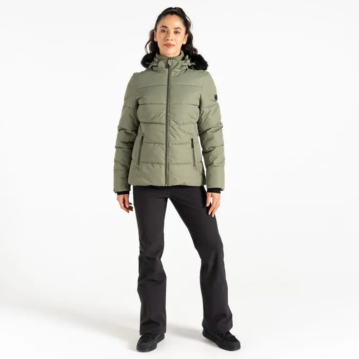 Dare 2b Insulated Jackets Glamourize V Baffled Ski Jacket Olivine Green 8211 Women