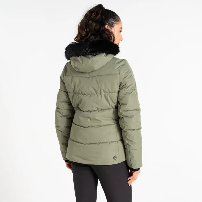 Dare 2b Insulated Jackets Glamourize V Baffled Ski Jacket Olivine Green 8211 Women
