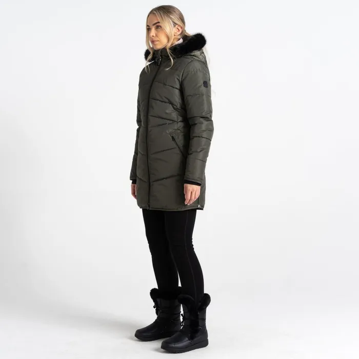 Dare 2b Insulated Jackets Striking III Mid Length Padded Jacket Green Lichen 8211 Women