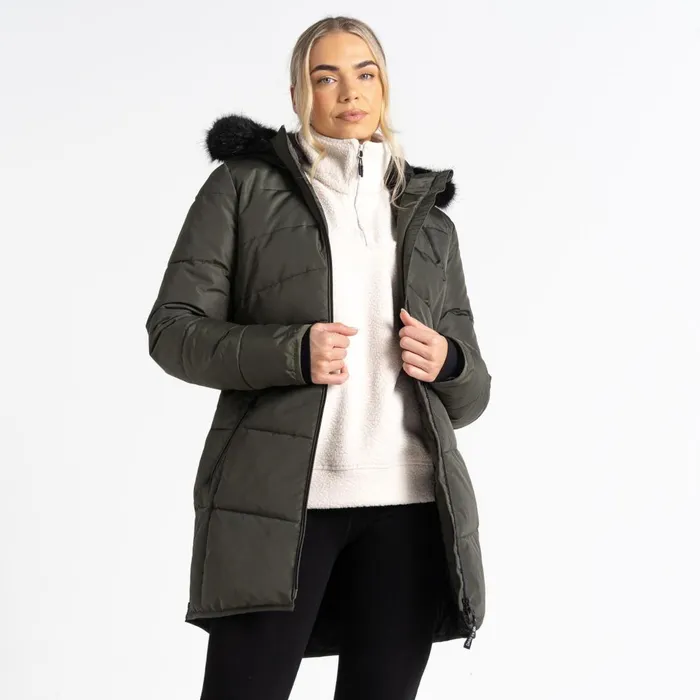 Dare 2b Insulated Jackets Striking III Mid Length Padded Jacket Green Lichen 8211 Women