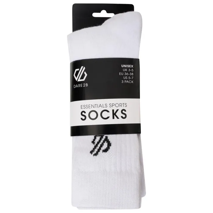 Dare 2b Socks Essentials Sports Socks 2 Pack White 8211 WomenMen