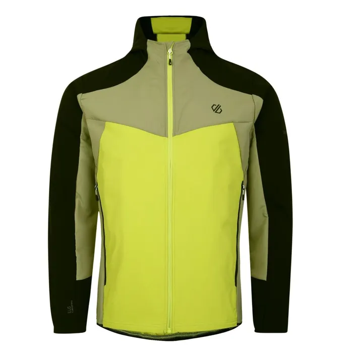 Dare 2b Softshell Jackets Latitudinal Hooded Softshell Jacket Black Green Algae 8211 Men