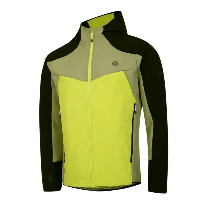 Dare 2b Softshell Jackets Latitudinal Hooded Softshell Jacket Black Green Algae 8211 Men