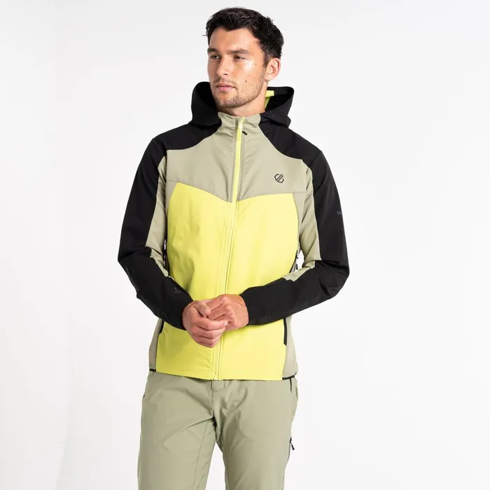 Dare 2b Softshell Jackets Latitudinal Hooded Softshell Jacket Black Green Algae 8211 Men