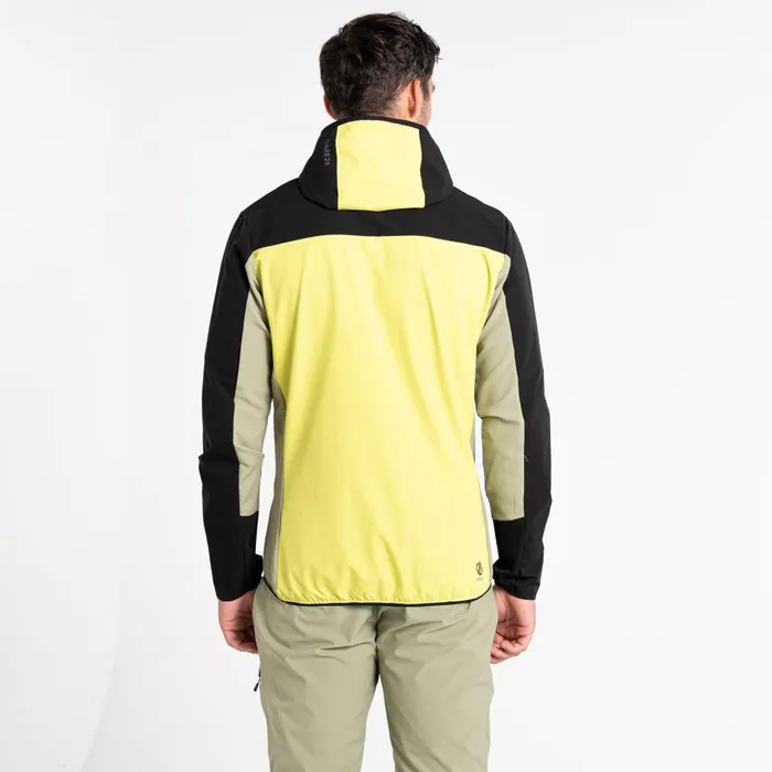 Dare 2b Softshell Jackets Latitudinal Hooded Softshell Jacket Black Green Algae 8211 Men