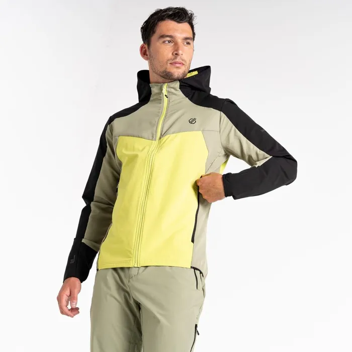 Dare 2b Softshell Jackets Latitudinal Hooded Softshell Jacket Black Green Algae 8211 Men