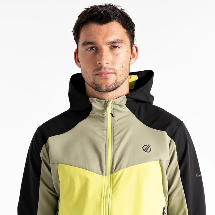 Dare 2b Softshell Jackets Latitudinal Hooded Softshell Jacket Black Green Algae 8211 Men