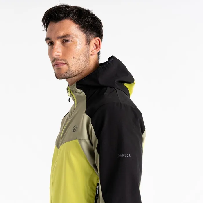 Dare 2b Softshell Jackets Latitudinal Hooded Softshell Jacket Black Green Algae 8211 Men