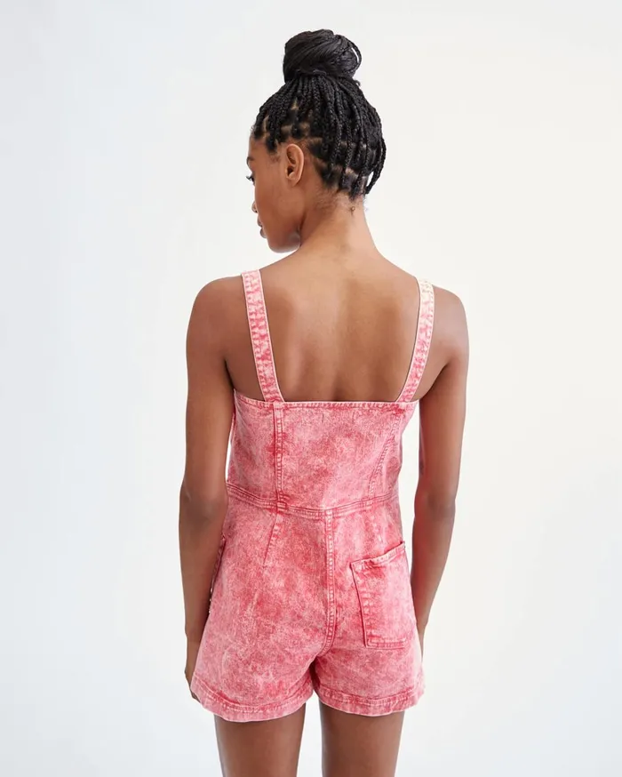 Dresses 038 Jumpsuits Women 7 For All Mankind Asymmetric Pocket Romper In Acid Red