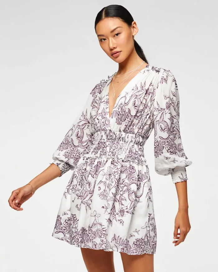 Dresses 038 Jumpsuits Women 7 For All Mankind Long Sleeve Dress With Smocking In Purple Magic Garden Dresses 038 Jumpsuits Women 7 For All Mankind Long Sleeve Dress With Smocking In Purple Magic Garden
