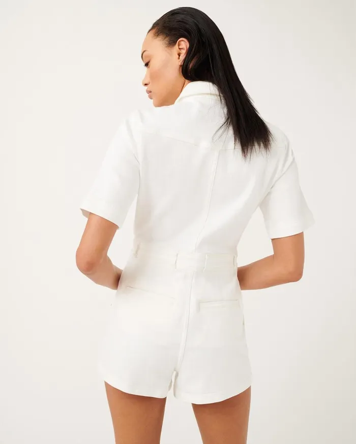 Dresses 038 Jumpsuits Women 7 For All Mankind Romper In Broken Twill White