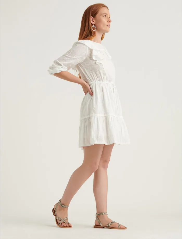 Dresses Women Lucky Brand Charlie Ruffle Mini Dress Lucky White