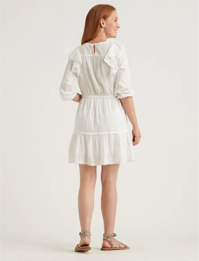 Dresses Women Lucky Brand Charlie Ruffle Mini Dress Lucky White
