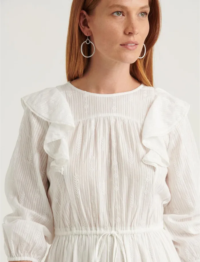 Dresses Women Lucky Brand Charlie Ruffle Mini Dress Lucky White