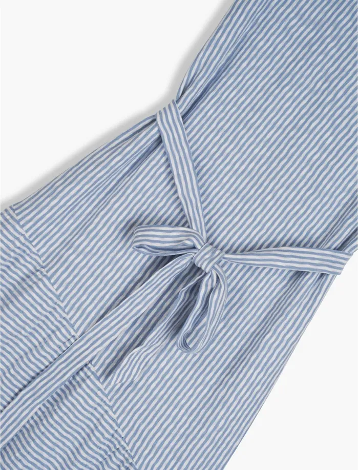 Dresses Women Lucky Brand Eliza Stripe Belted Maxi Dress Light Blue White