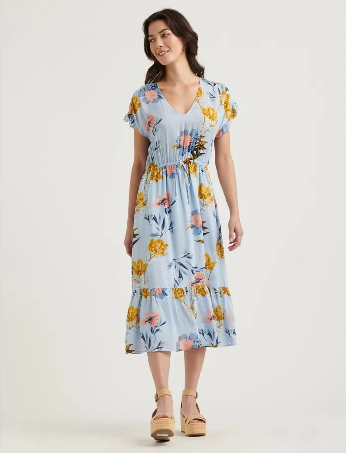 Dresses Women Lucky Brand Floral Printed Silvy Dress Blue Multi